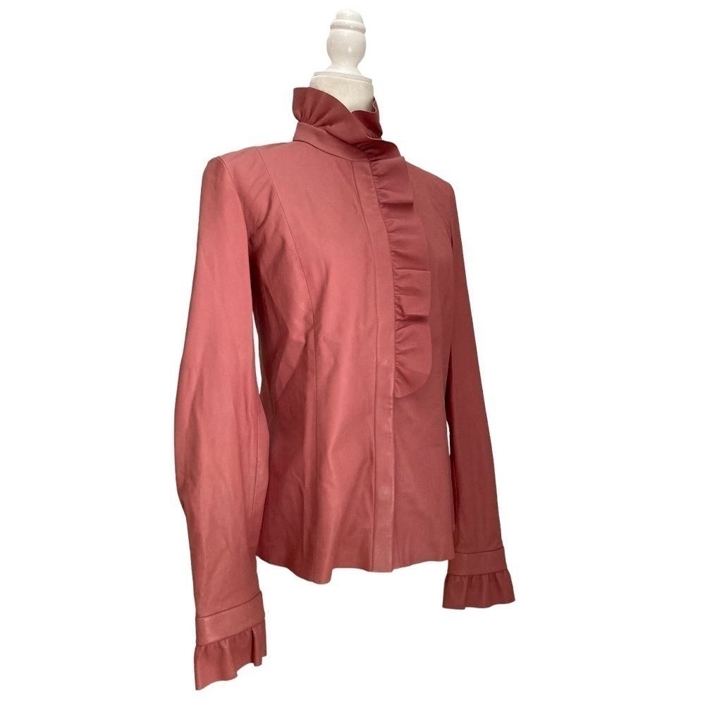 DROMe Lamb Leather Ruffle Jacket in Blush NWOT Made in Italy - Picture 11 of 12